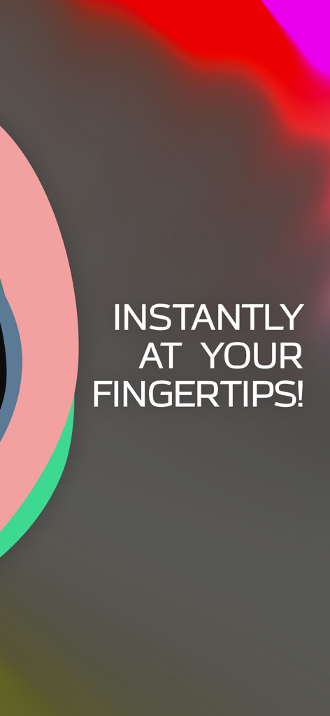 Live BPM: Tap Tempo & Counter - Texto gráfico que dice Al instante al alcance de tu mano, destacando la accesibilidad de la aplicación Live BPM para músicos.