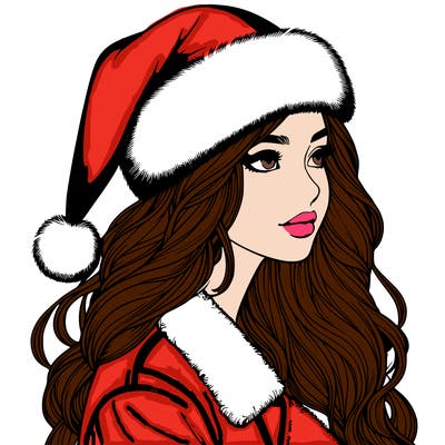 realistic girl in santa hat