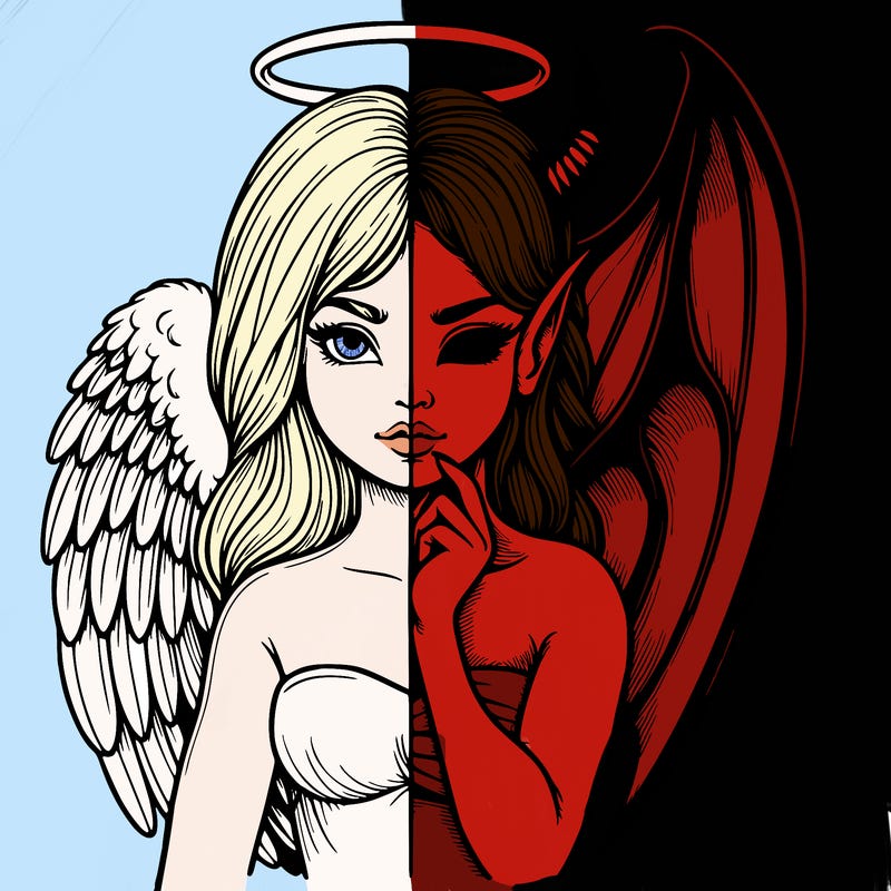 realistic angel half demon