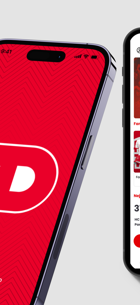 HC Dynamo - HC Dynamoホッケーチームのモバイルアプリのロゴとスマートフォン上のユーザーインターフェイス