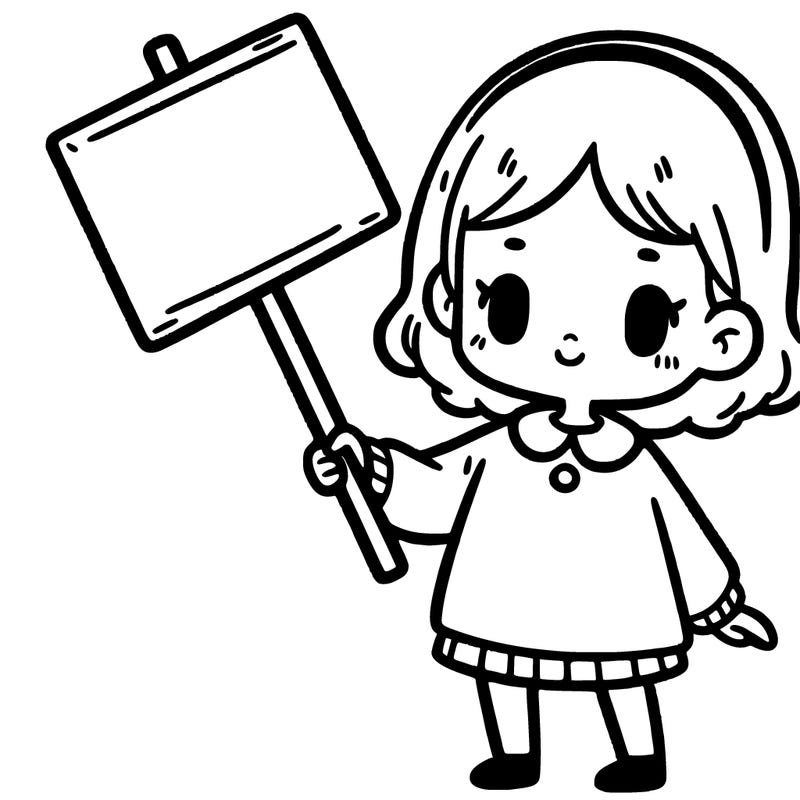 a girl holding a sign