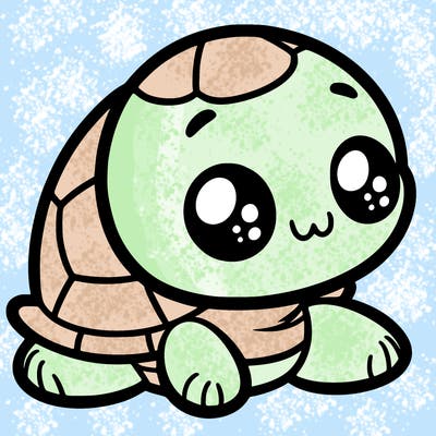 cute little animated turtle