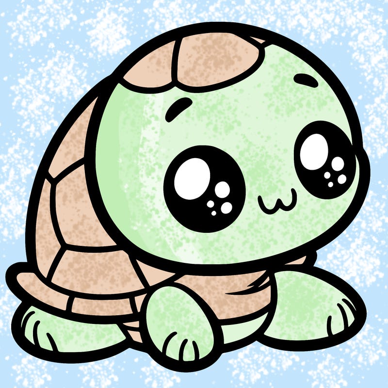 cute little animated turtle