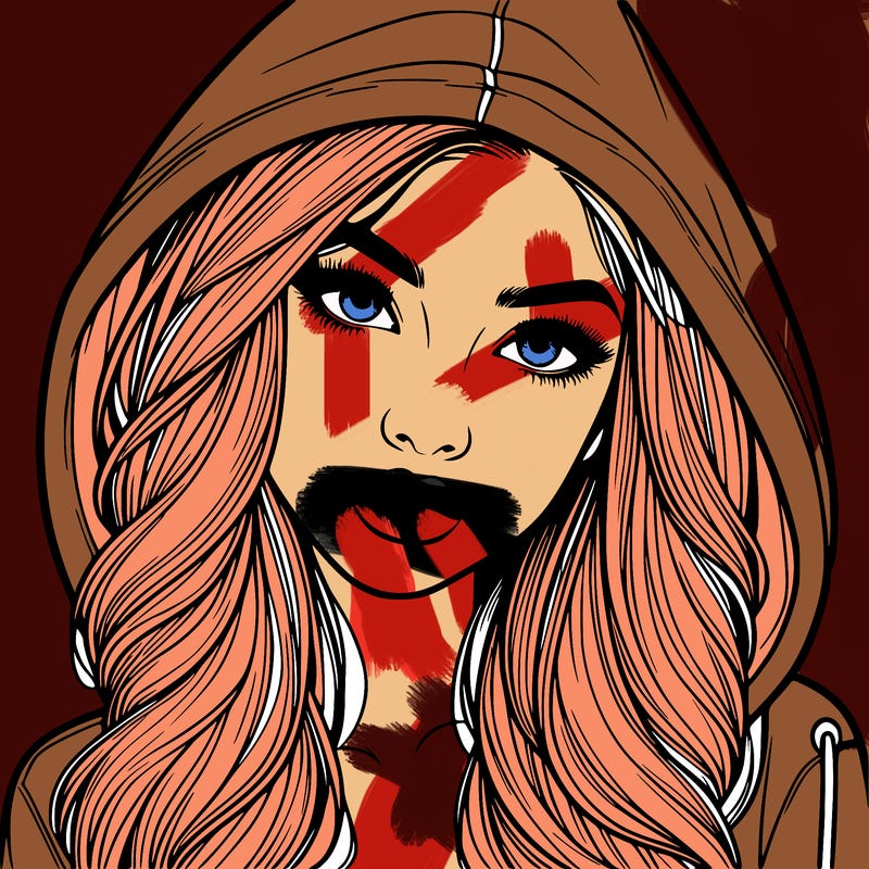 realistic beautiful girl with a hood on