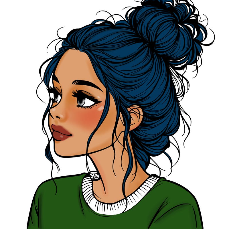 a realistic girl with a messy bun