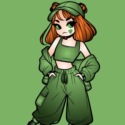 girl in crop top and baggy pants