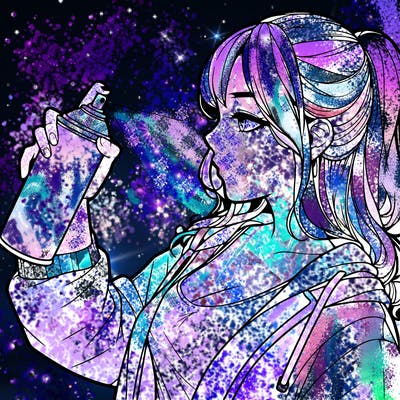 a realistic girl spray, painting