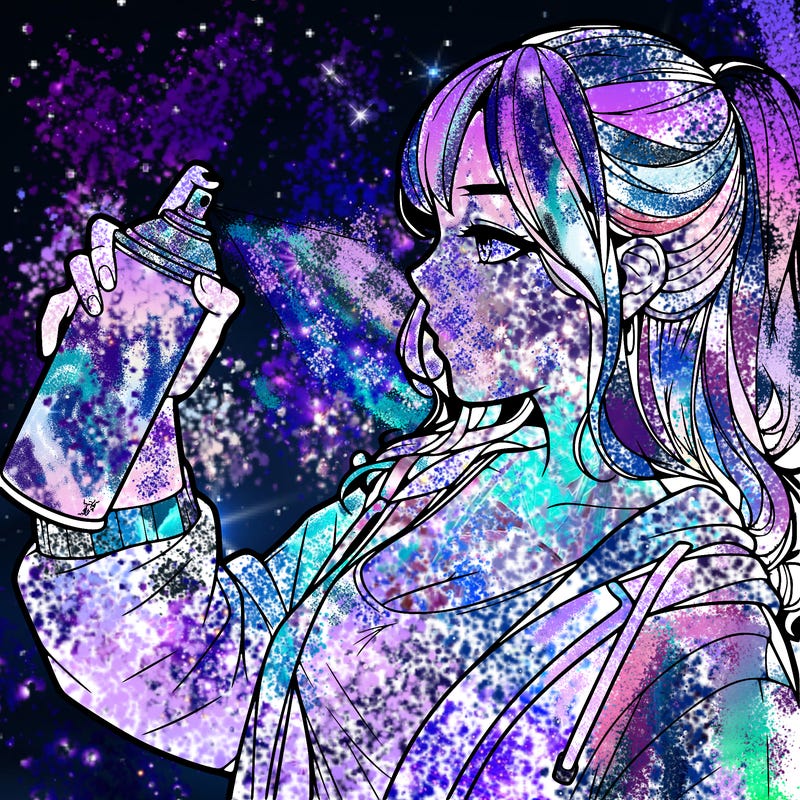 a realistic girl spray, painting