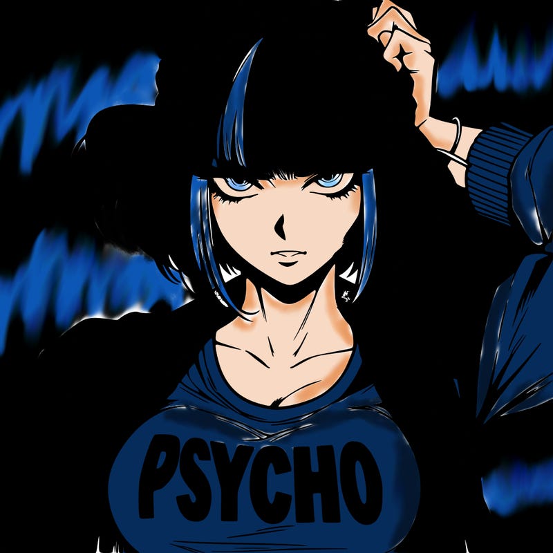 badass, pyscho female manga character