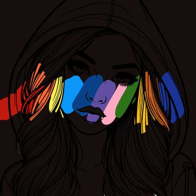 realistic beautiful girl with a hood on