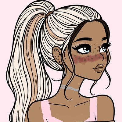 a beautiful and realistic girl with a high pony tail