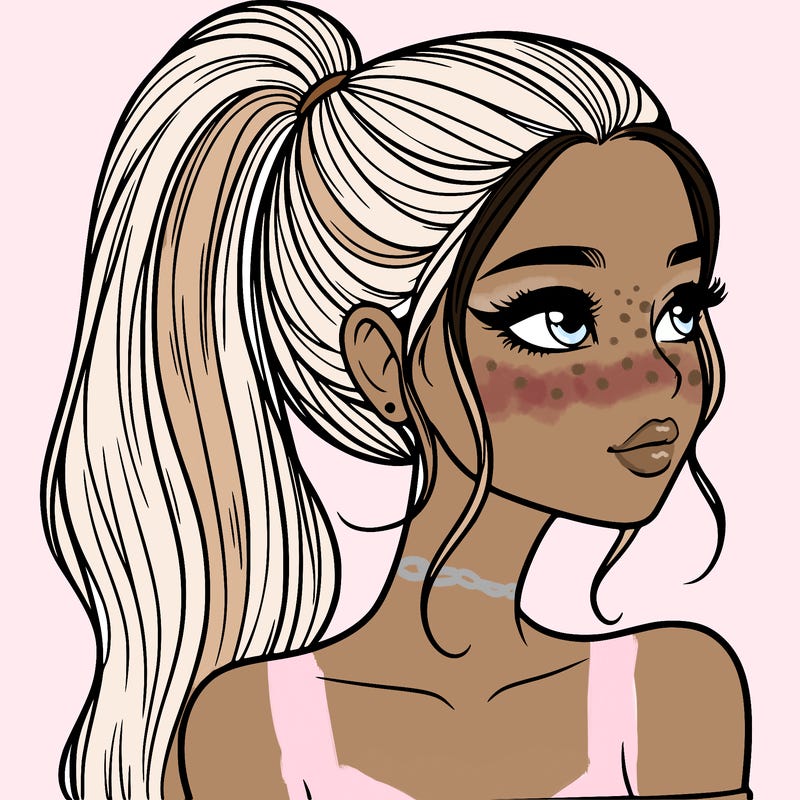 a beautiful and realistic girl with a high pony tail