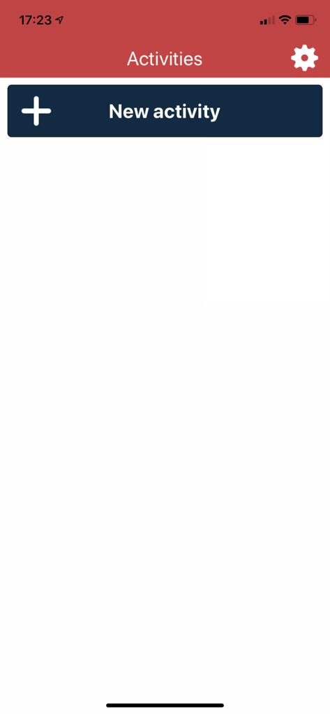 Call and Report app screen showing a new activity button and activities header