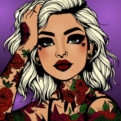 realistic girl with tattoos all over