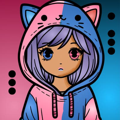 girl wearing a cat hoddie