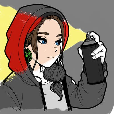 a realistic girl, spray painting