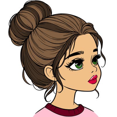 realistic girl with bun