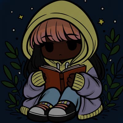 girl in oversized hoodie reading a book