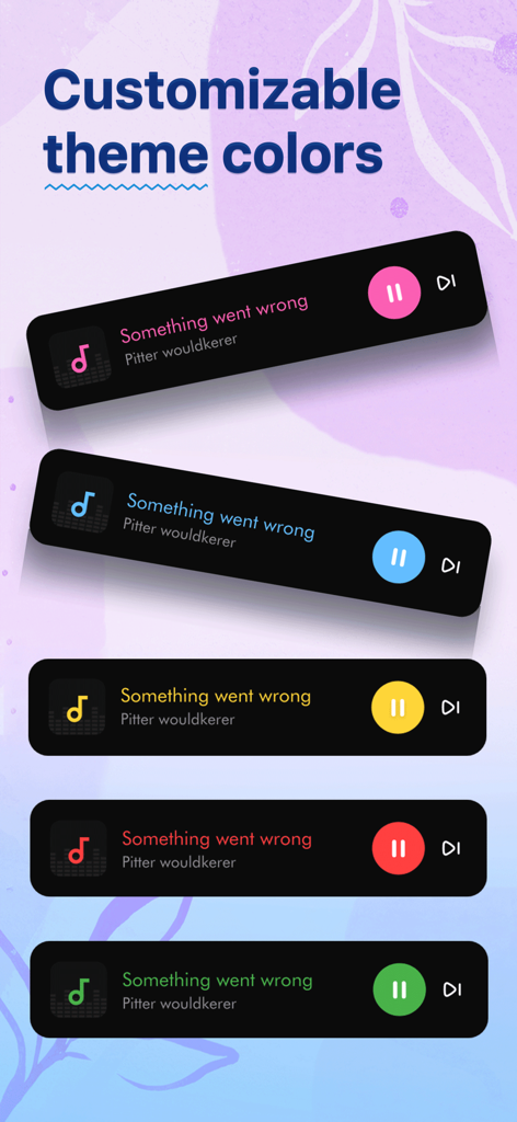 Music Player: Play Music - Cinco opciones de temas de color diferentes para la interfaz del reproductor de música