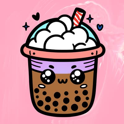 boba tea with a cute face