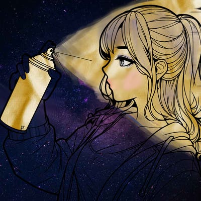 a realistic girl spray, painting