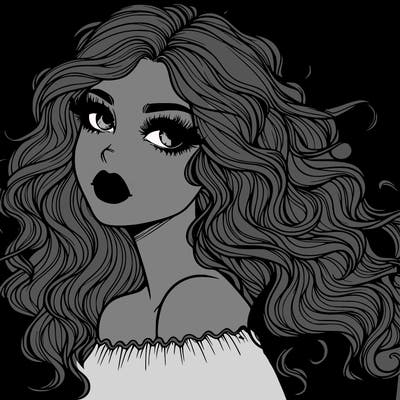 realistic halloween girl with wavy hair and lips