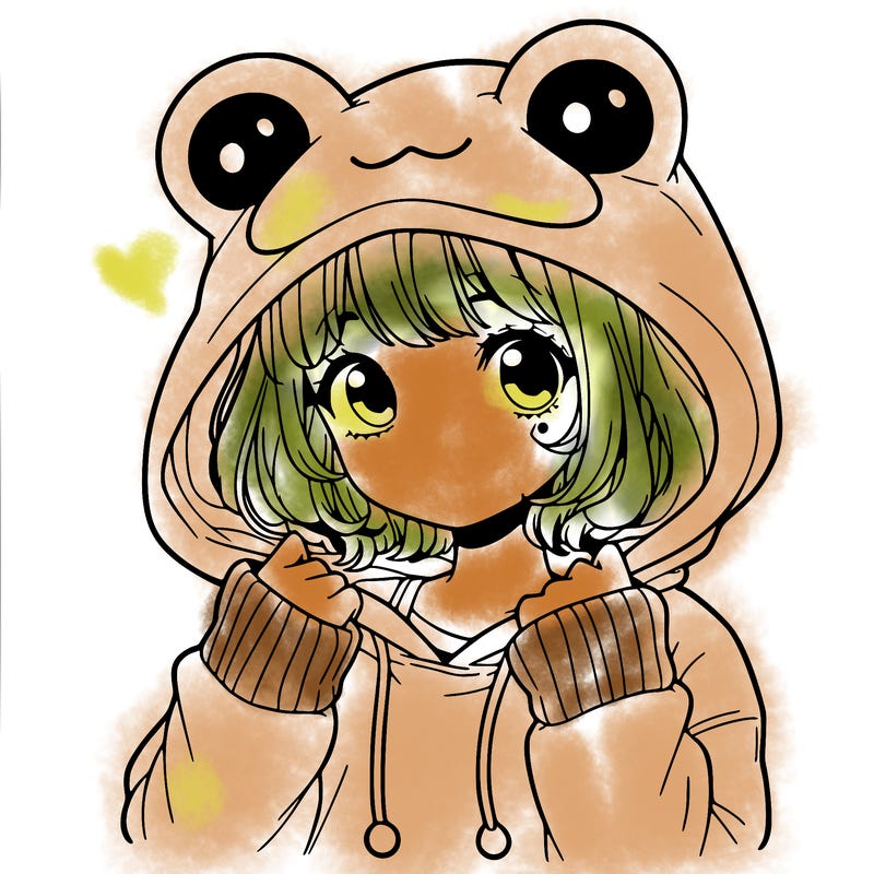 a cute teenage girl wearing a frog hoodie