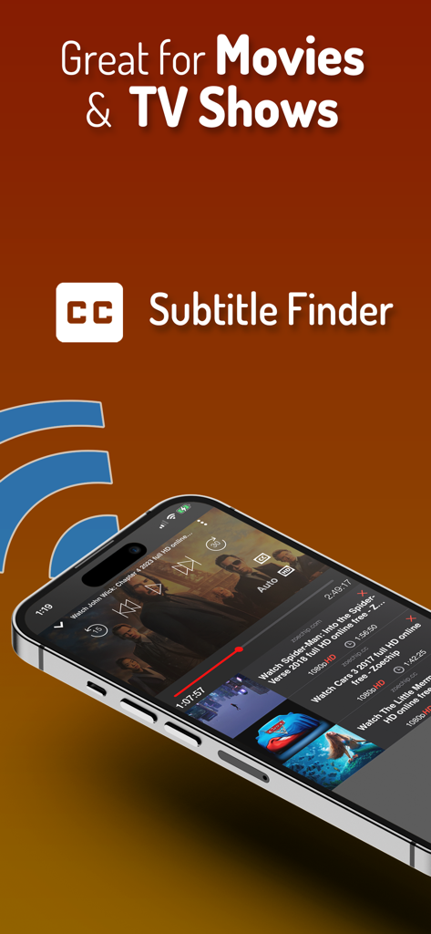 iWebTV PRO - iWebTV PRO smartphone interface showing the subtitle finder and movie queue features