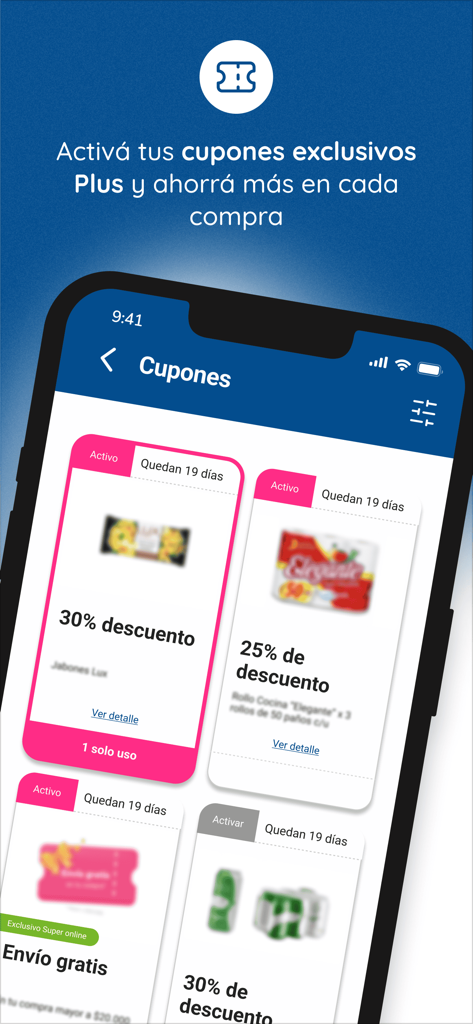 La Anonima - La Anonima app screen displaying digital coupons and exclusive shopping discounts