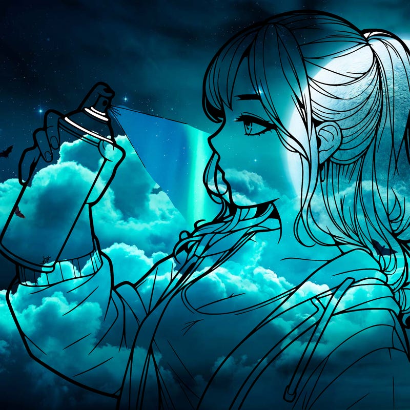 a realistic girl spray, painting