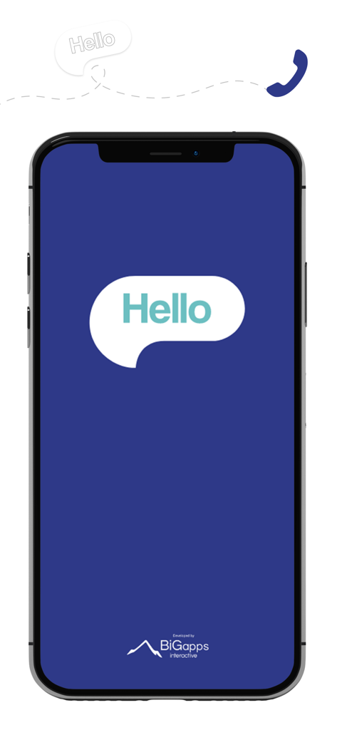 Hello Taxi - Hello Taxi app splash screen featuring a white speech bubble logo on a blue background
