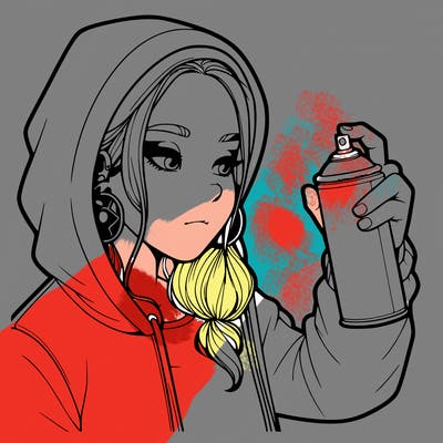 a realistic girl, spray painting