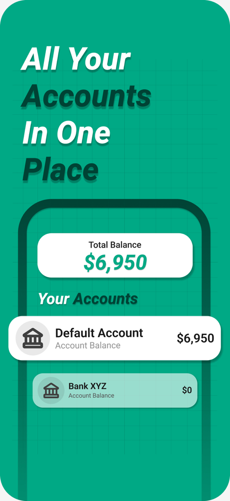 Dashboard mit Gesamtguthaben und mehreren Bankkonten in der PocketBook AI Ausgaben-Tracker-App