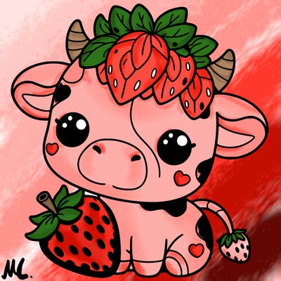 cute strawberry cow