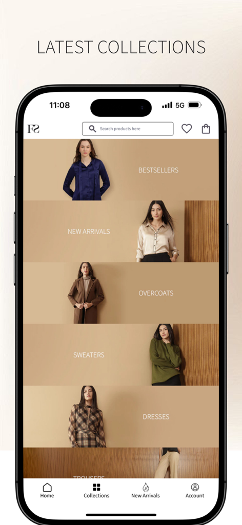 FableStreet-Women Western Wear - Screenshot der FableStreet-App, die die neuesten Kollektionen zeigt, darunter Bestseller, Neuankömmlinge, Mäntel und Pullover für Damen