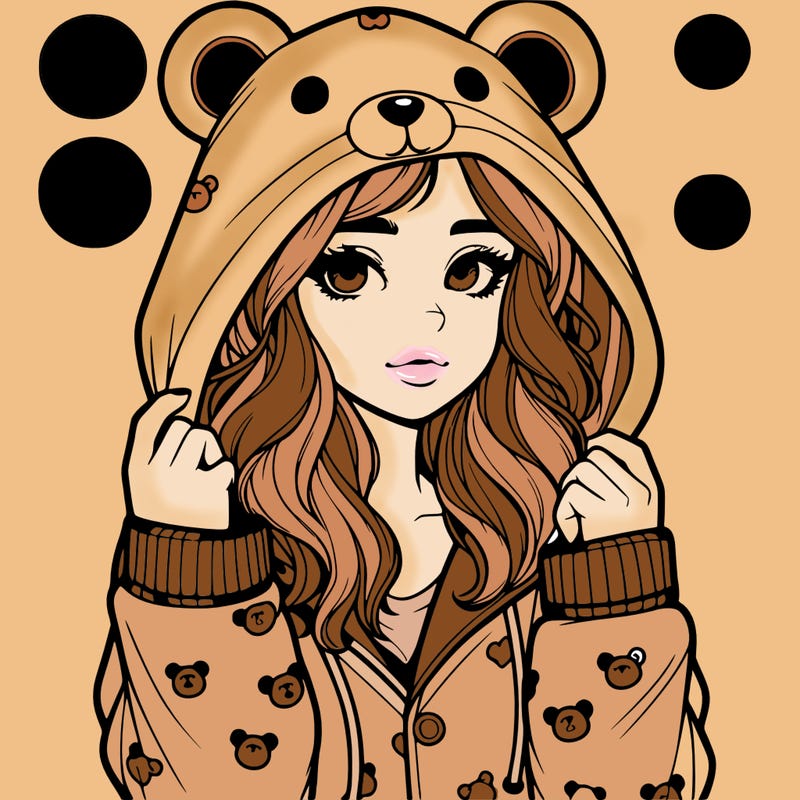 realistic girl in a animal pjs hoodie