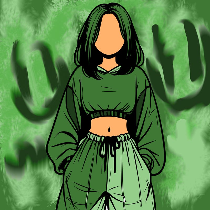 realistic girl faceless with baggy pants and a crop top