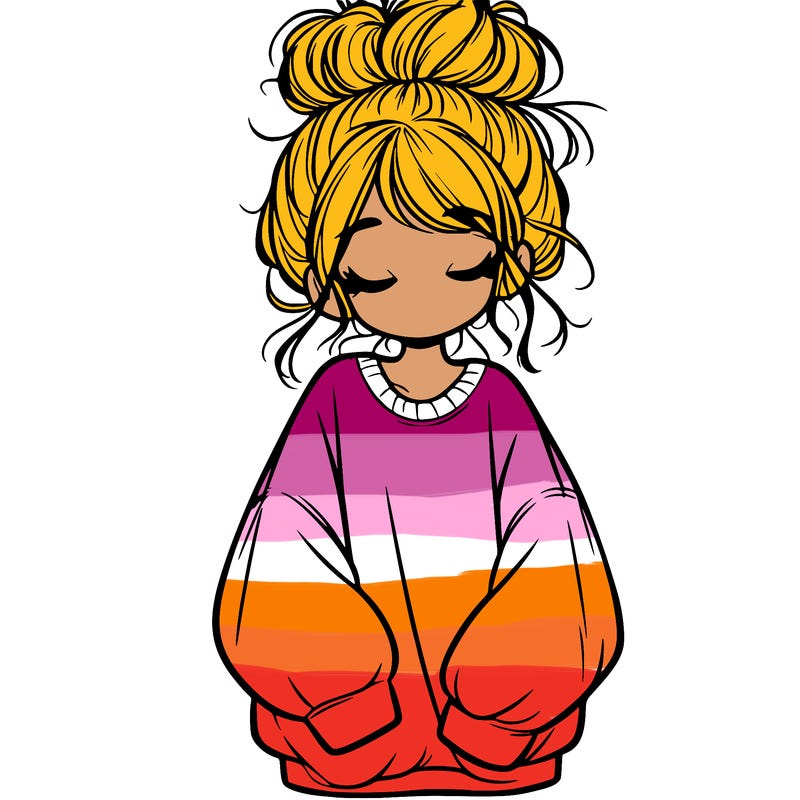 girl with baggy sweatshirt and messy bun