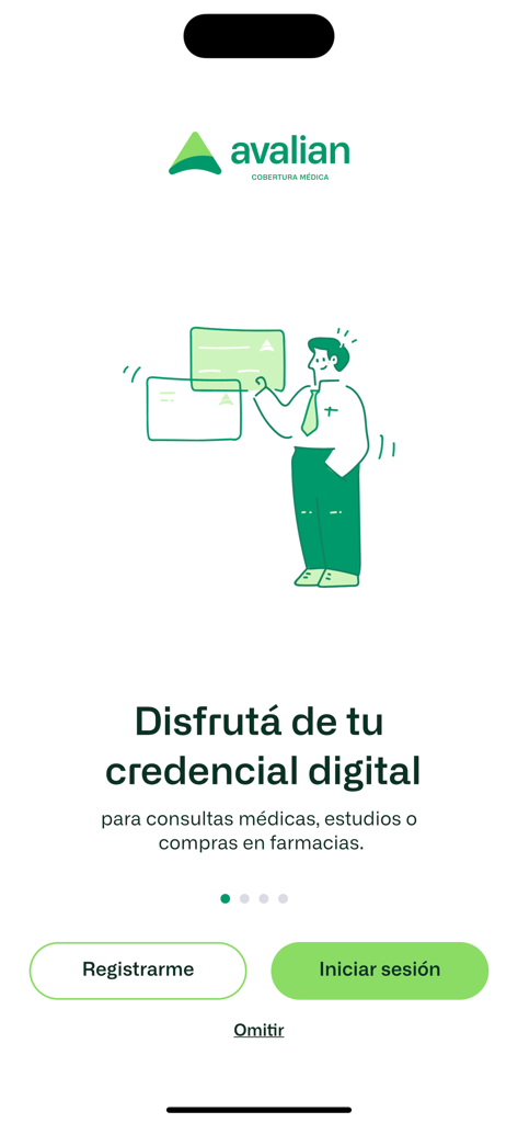 Avalian - Onboarding screen of the Avalian app featuring the digital medical credential for healthcare services.
