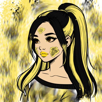 realistic girl with a high ponytail