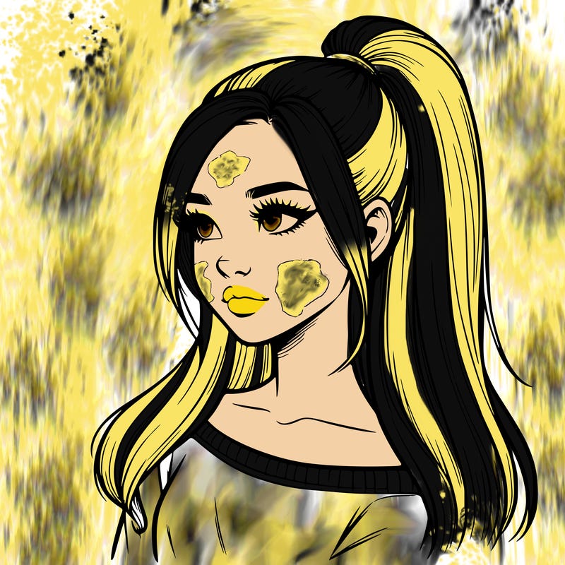 realistic girl with a high ponytail