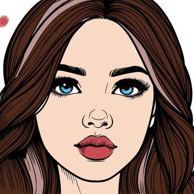 realistic girl with nose and lips