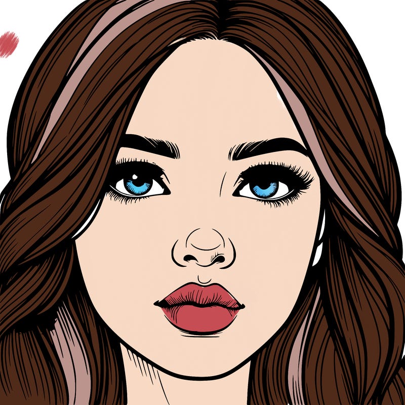 realistic girl with nose and lips