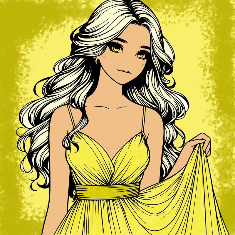 realistic girl in flowy silky prom dress