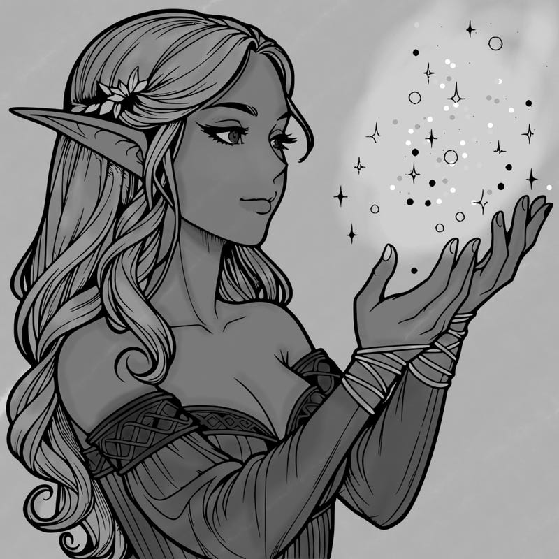 realistic elf girl doing magic