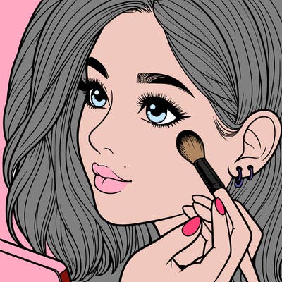 a realistic girl doing her makeup