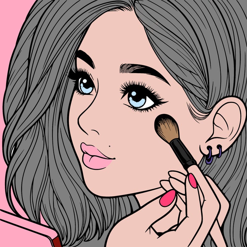 a realistic girl doing her makeup