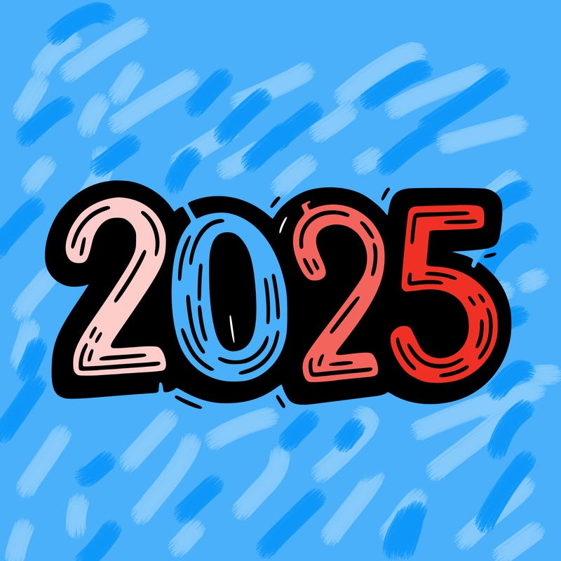 one line scrawled numbers sketch design “2025”