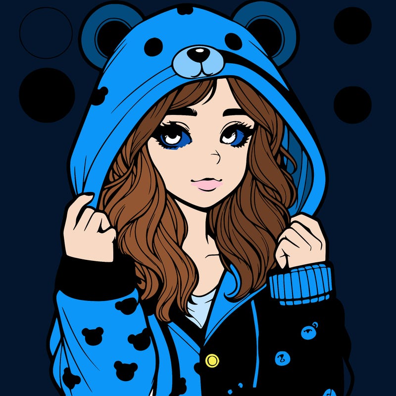 realistic girl in a animal pjs hoodie
