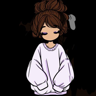 girl with baggy sweatshirt and messy bun